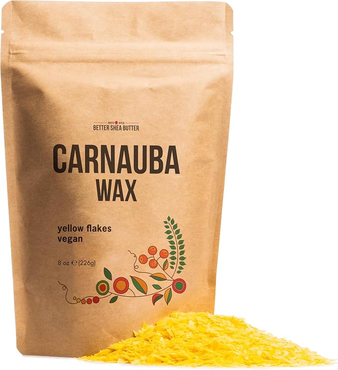 Carnauba Wax Flakes for DIY Balms, Candles & Skincare | Natural Vegan Wax, Ingredient for Lip Balm, Salves & Leather and Wood Finishing | 100% Pure | 8 oz Pouch