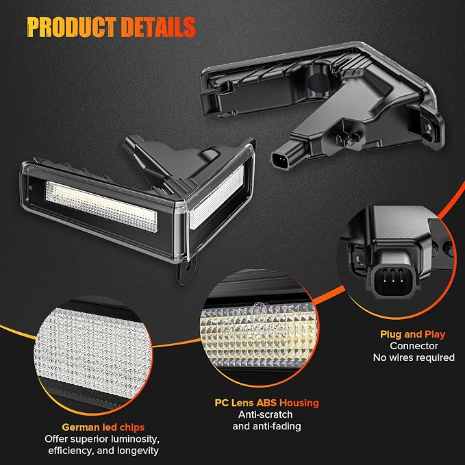 R&F Auto LED License Plate Lamps 3 in 1 tag lights for 2022-2026 T'oyota Tundra (Gen III, XK70), License Plate Lamp and Reverse/Back up/Running Lights' function included