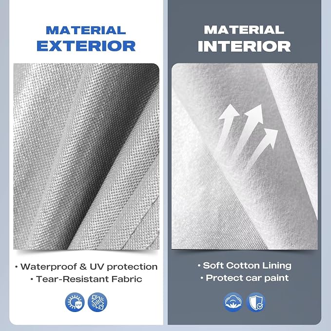 10 Layers Car Cover Custom Fit for Ford Focus Sedan (2010-2026), Waterproof All Weather for Automobiles, Outdoor Full Cover Sun Dust Rain Protection with Cotton. Silver