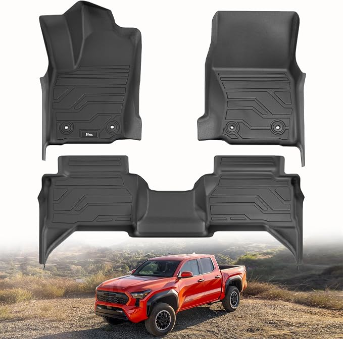 KARPAL Floor Mats for Toyota Tacoma 2024-2026 Double Cab Auto Trans (Not Hybrid), Custom Fit All Weather TPE Floor Liners, 1st&2nd Row Mat, Tacoma TRD/SR/SR5/limited Accessories