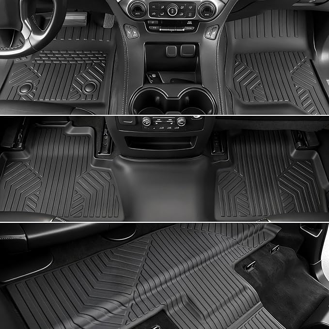 Floor Mats for Chevy Tahoe/GMC Yukon 2015-2020, All Weather Floor Mats Trunk Cargo Liner with Backrest Protectors and Door Sill Guards Accessories, Full Coverage Set (Fit 7 Seats)