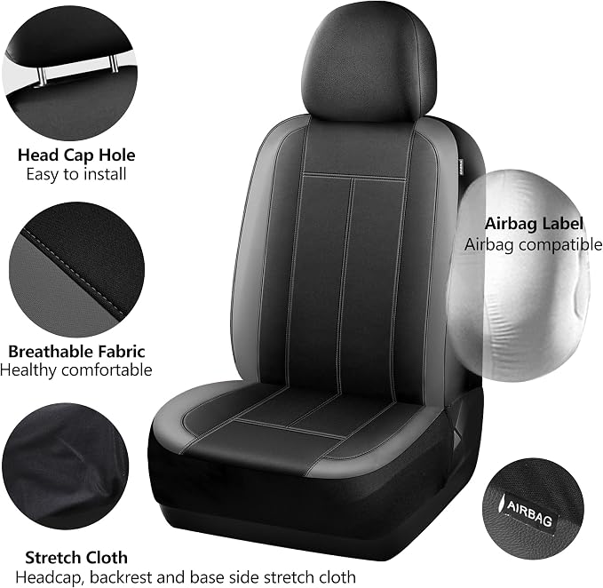 HChengkikz Full Set Neoprene Waterproof Car Seat Covers, Seat Protectors | Water Resistant Seat Protectors, Airbag Compatible, Universal Fit for Sedans, SUVs, Trucks, Vans
