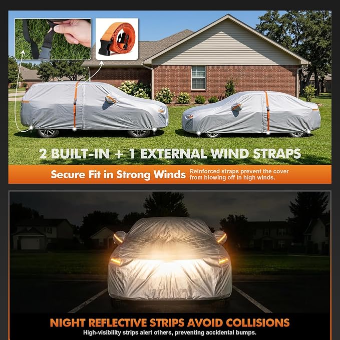 Jeep Wrangler 2 Door Cover Waterproof All-Weather,Outdoor Full Exterior SUV Cover for Wrangler YJ TJ JK JL(1987-2026),with Windshield Sun Shade,Towel&Storage Bag,Size J2 (See Size Chart)
