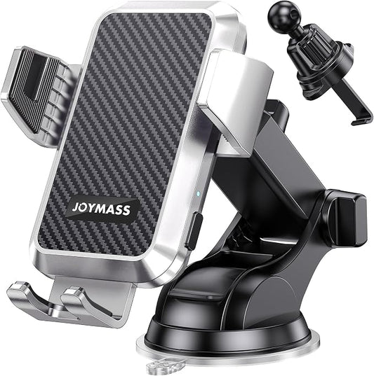 JOYMASS Wireless Car Charger, Phone Holders for Your Car, 15W Auto Clamping Phone Mount Car Accessories for iPhone 16 15 14 13 12 Mini Pro Max, Samsung Galaxy S24 Ultra S23 S22+ Note 20, etc - Silver