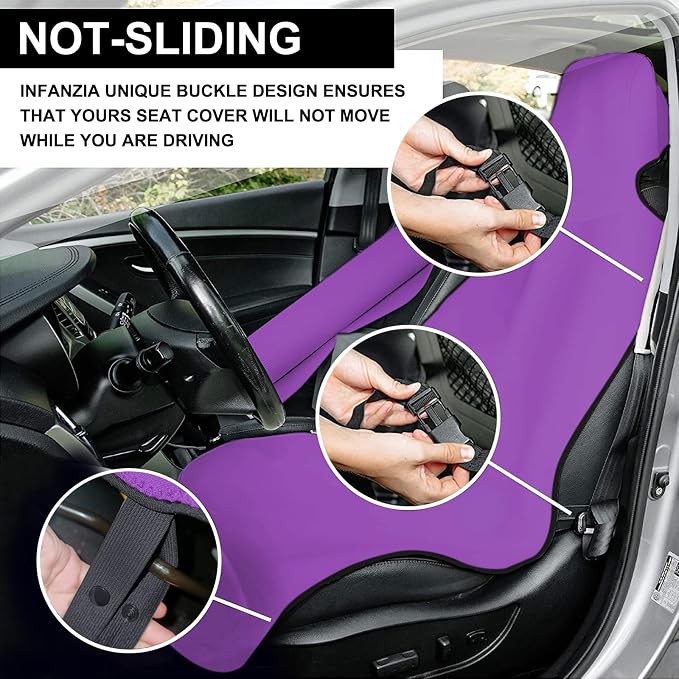 Neoprene Waterproof Car Seat Cover, Purple 2pcs, Non-Slip | Car Seat Protector, Sweat-proof, Universal Fit SUV & Truck, Machine Washable, For Gym, Yoga, Pets, Workout, Beach, Swimming