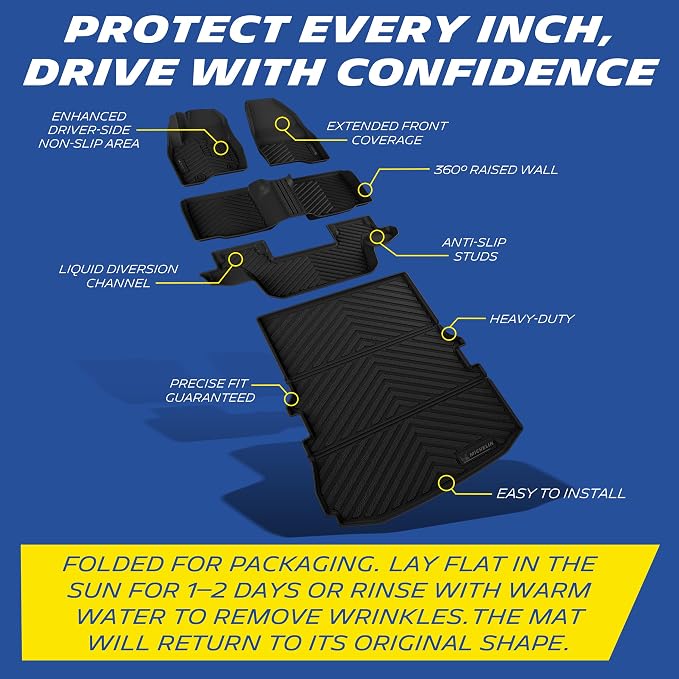 Michelin Vehicle Mats, All-Weather TPE Custom Fit Liner for 2015-2019 Explorer 7 Seats (5 Piece), Premier