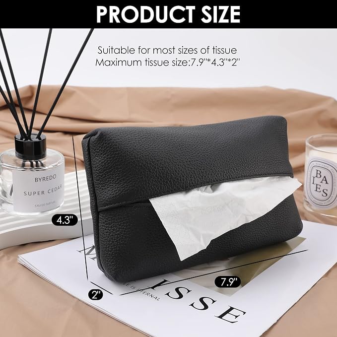 KINIVA Car Tissue Holder Sun Visor Napkin Tissue Box Holder for Car Visor Leather Tissue Holder Dispenser for Car(Black)