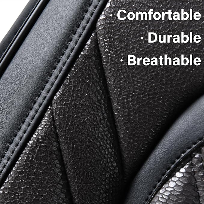 Coverado Car Seat Covers Front Seats, 2 Pack Waterproof Leather Seat Covers for Cars, Luxury Car Seat Protector, Anti-Slip Design Seat Cushions, Black Seat Covers Universal Fit for Most Cars