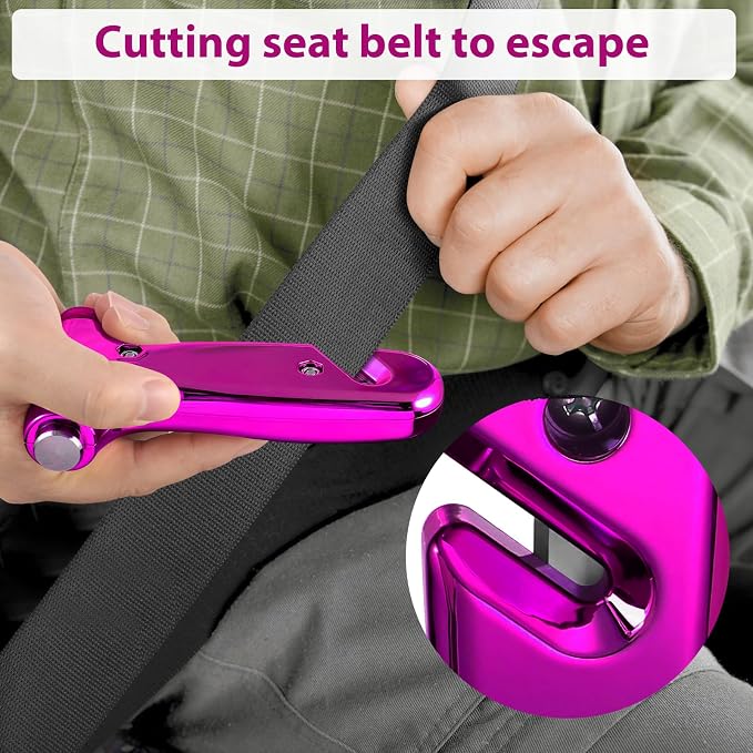 Car Window Breaker Tool, 3-in-1 Emergency Escape Tool | with Window Breaker and Seat Belt Cutter, Safety Emergency Car Escape Tool for Car, Matte Black and Electroplating Pink