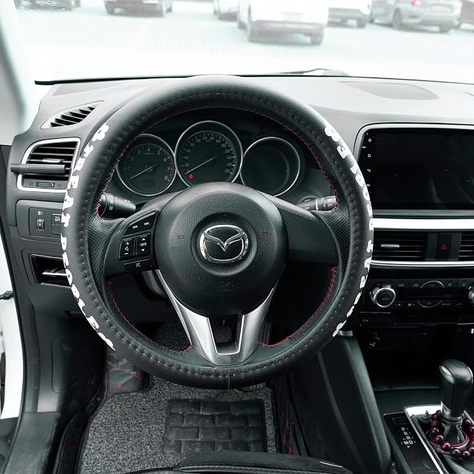 Treat People with Kindness Car Leather Steering Wheel Cover - 15-inch Universal Microfiber- Soft & Breathable & Silicone Anti Slip Auto Steering Wheel Wrap for Women