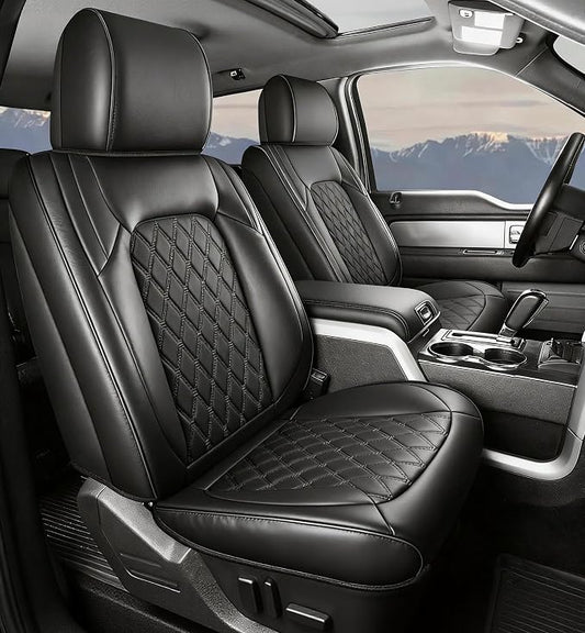 Umbrauto Custom Fit Seat Covers for Ford F150, Pickup Truck Leather Seatcovers for 2015-2025 2026 Ford F150 SuperCrew/ 2017-2026 F250 F350 F450 Super Duty Crew Cab XL XLT Lariat King Ranch Platinum