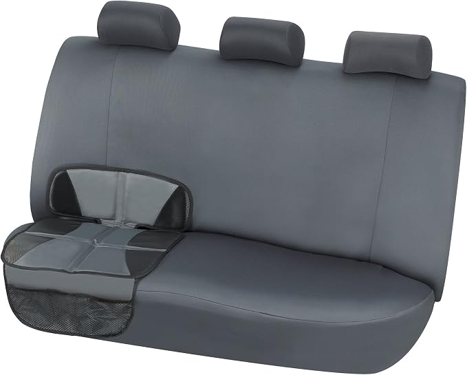 Kaiphy Car Seat Protector - Seat Protection Mat - Thick Padding - Durable, Waterproof Fabric, Leather Reinforced Corners & 3 Pockets for Handy Storage (2 Pack) Gray