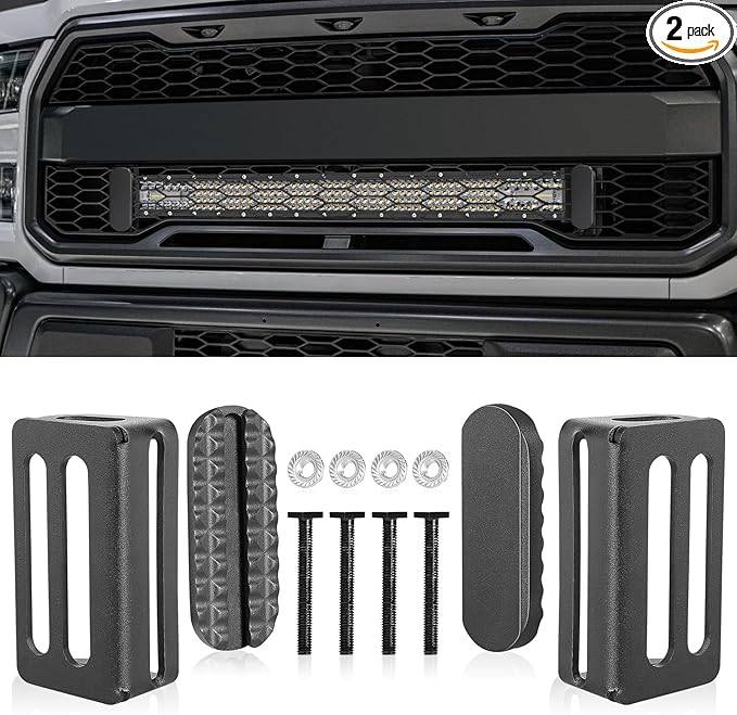 6-30 Inch LED Light Bar Hidden Behind Grille Mounting Brackets | Grille Mounting Brackets Fit M6/M8 Single/Double Row Side Mount Light Bars for F-150 Ranger RAM1500 Tocama Tundura GMC