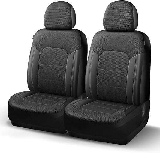 HChengkikz Front Car Seat Covers, Air Mesh, Breathable (Black) | Airbag Compatible, Automotive Comfort Protection, Universal Fit for Most Cars,Trucks,SUVs