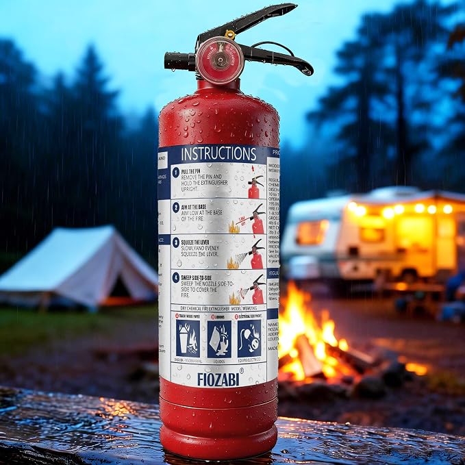 ABC Fire Extinguisher for Home & Vehicle - 2.5 lb 1-A:10-B:C Rated, Dry Chemical Fire Safety Certified for Kitchen/Car/Boat Use