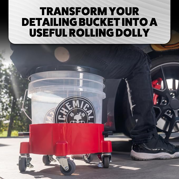 Chemical Guys, Creeper Rolling Bucket Dolly, 5 Casters, for 3.5 to 7.5 Gal | Heavy-duty dolly rolls wash buckets on five 360-degree casters, fits standard 3.5 to 7.5 gallon buckets