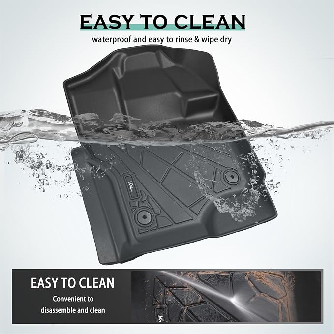 KARPAL Floor Mats for 2015-2025 2026 Ford F-150 SuperCrew (Includes 2022-2026 Lightning), Custom Fit TPE All Weather Ford F150 Accessories 1st & 2nd Row Floor Liner