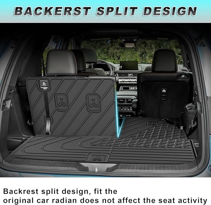Cargo Mat & Backrest Mat Fit for Honda Pilot 2016-2025 2026 (No Elite) | All Weather Protection Cargo Liner with Backrest Mat Behind 3rd Row Back Seat Protector