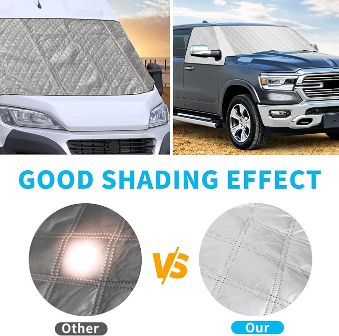 Windshield Sun Shade for 2019-2026 Dodge Ram 1500, External 5-Layer Reflective Sunshade for 2019-2026 Dodge Ram 1500