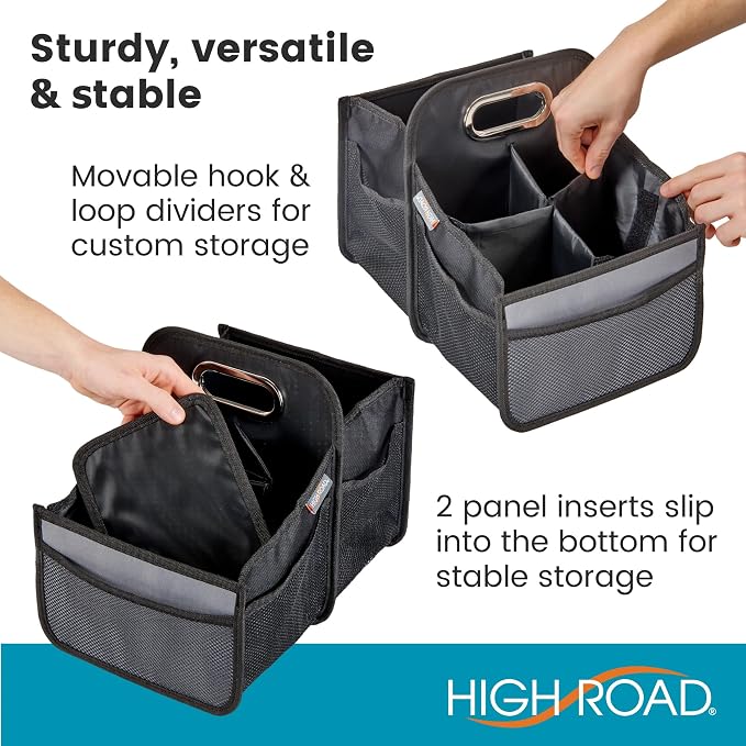 High Road Car Caddy Organizer with Cup Holders and Easy Carry Handle | Front Seat Organizer for Adults and Backseat Car Organizer for Kids Keeps Car Seats Clutter Free