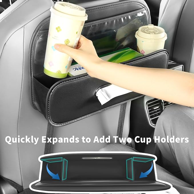 Car Back Seat Organizer,Storage with Cup Holder Tissue Box Holder | Back Seat Car Organizer, Multifunctional Car Organizers, Tissue Box and Storage Box Hook, Leather Backseat Car Organizer