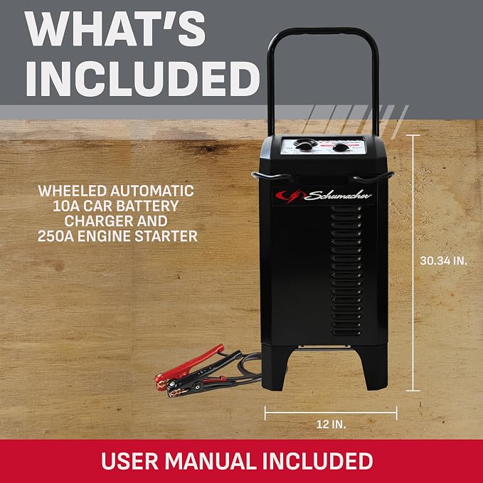Schumacher Electric Wheeled 10A Car Battery Charger & Maintainer – SC1445