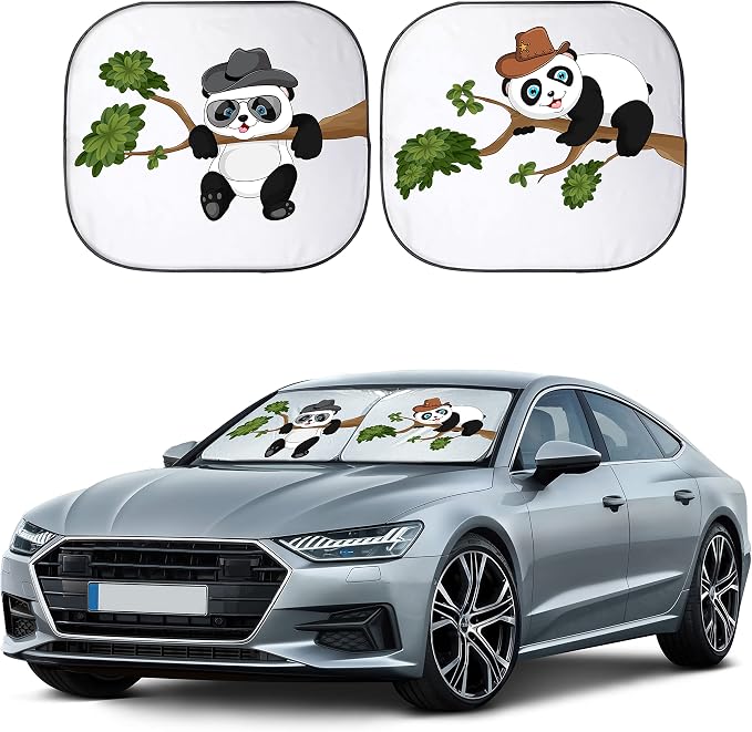 EcoNour Windshield Sun Shade Cartoon Funny Medium Size (31" L x 28" W), Printed Car Sunshade Foldable, 240T Polyester Blocks Heat and UV Rays for Front Window Protection