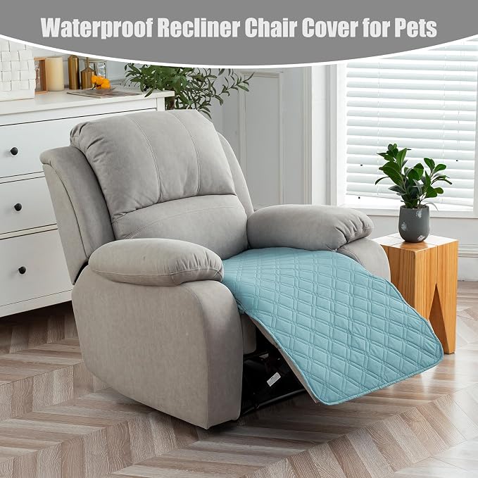 Genina Waterproof Recliner Chair Covers, Recliner Cover for Dog Pets Friendly, Washable Antislip Reclining Chair Cover Furniture Protector, Sofa Slipcover for Living Room(23.6inch/Blue)