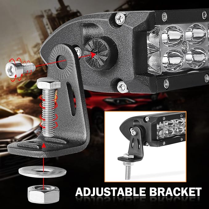 Slim LED Light Bar 5 Inch, AKD Part 72W Spot Flood Combo Small LED Pods Off Road Driving Lights Mini LED Light Bar Slim Work Lights for Trucks Motorcycle UTV ATV SUV Dirt Bike Lawn Mower
