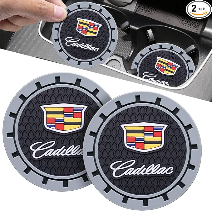Car Cup Coaster, 2PCS Universal Non-Slip Cup Holders, Compatible with Cadillac Series Car Cup Holder Coasters，Car Drink Coaster Holder Accessory, Black