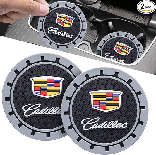 Car Cup Coaster, 2PCS Universal Non-Slip Cup Holders, Compatible with Cadillac Series Car Cup Holder Coasters，Car Drink Coaster Holder Accessory, Black