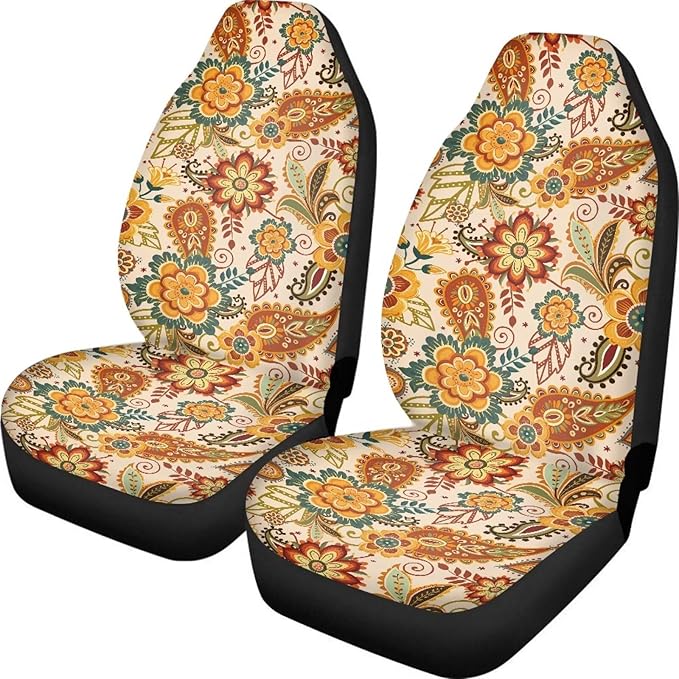 Fall Boho Mandala Front Car Seat Covers Thanksgiving Decorative Driver Seat Cover Full Wrapping Edge Automotive Seat Cushion Covers Car Interior Accessories Compatible with SUV,Sedan