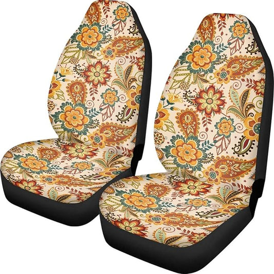 Fall Boho Mandala Front Car Seat Covers Thanksgiving Decorative Driver Seat Cover Full Wrapping Edge Automotive Seat Cushion Covers Car Interior Accessories Compatible with SUV,Sedan