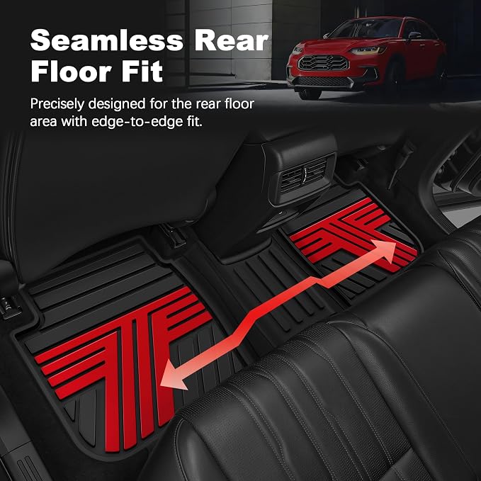 Floor Mats Fit for 2023-2027 Honda HRV Sport/LX/EX-L (Gasoline & Hybrid) & for Acura ADX 2025-2026, Custom Fit All Weather Protection Heavy Duty Anti-Slip Car Mats for HR-V, 1st & 2nd Row Black & Red