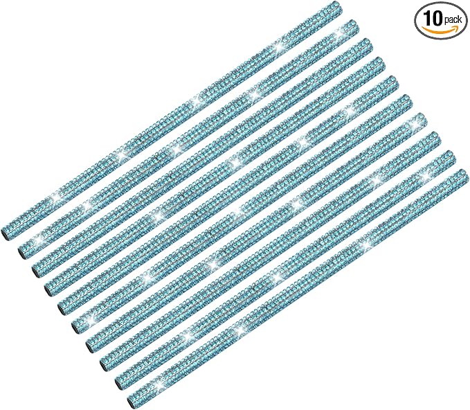 INSAUTO Bling Car Vent Outlet Trim,Bling Car Accessories for Women, 10pcs Rhinestone Bling Car Air Conditioner Vent Decoration Strips(Blue)