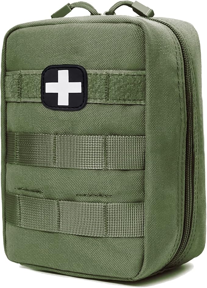 First Aid Kit EMT Medical IFAK Pouch Molle Tactical Med Emergency Bag Green | Molle Tactical Trauma Utility Emergency Kits for Camping Home Car Hiking Hunting