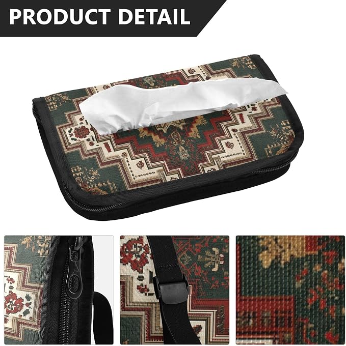 Car Visor Tissue Holder Mask Holder for Car, Car Tissue Box Sun Visor Napkin Holder Car Visor Accessories Adjustable Straps Reusable Durable Easy to Install Boho Olive Green Decor