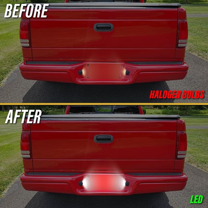 USR 97-11 1D7 Pickup Truck License Plate Light – Plate Lamps (Left + Right) Pair - Compatible with 1997-2010 Dodge Dakota Pick Up Trucks / 2011 Ram Dakota All Models (LED WHITE 6000K UPGRADE)