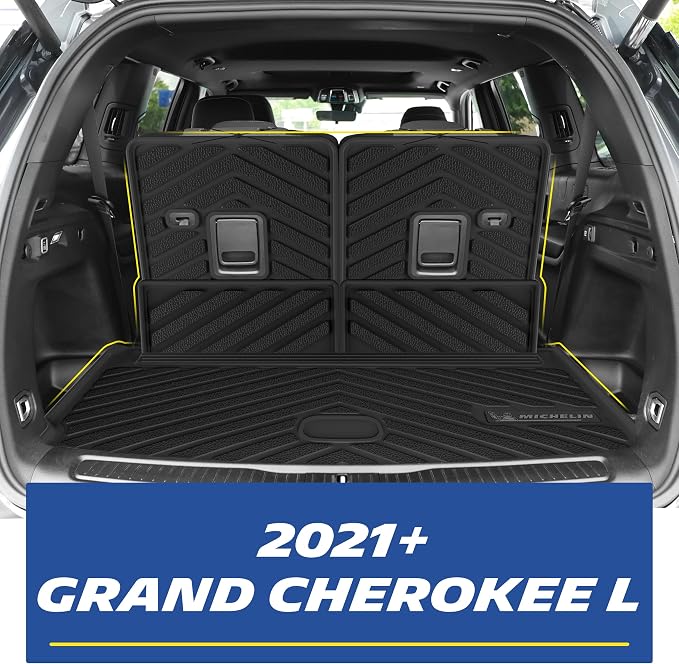 Michelin Vehicle Mats, Premier Series All-Weather TPE Custom Fit Liner for 2021-2026 Jeep Grand Cherokee L 6-Seat with Center Console Floor Mats, Not Fit 7-Seat (6 Piece)