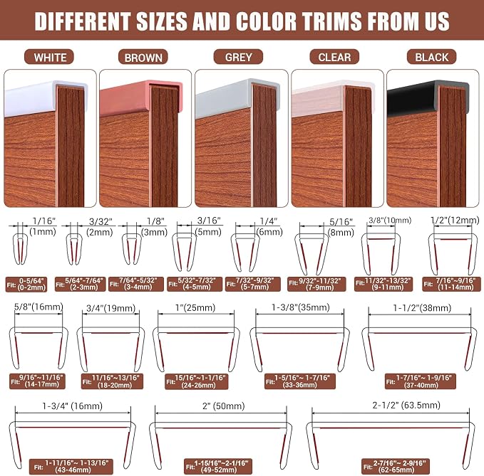 Rubber Edge Trim, Flexible Edge Banding, 3/4"(19mm) U Channel Furniture Edge Protector, Self Adhesive Edge Guards for Plywood, Wood, Glass Parts, 20Ft, Brown Color