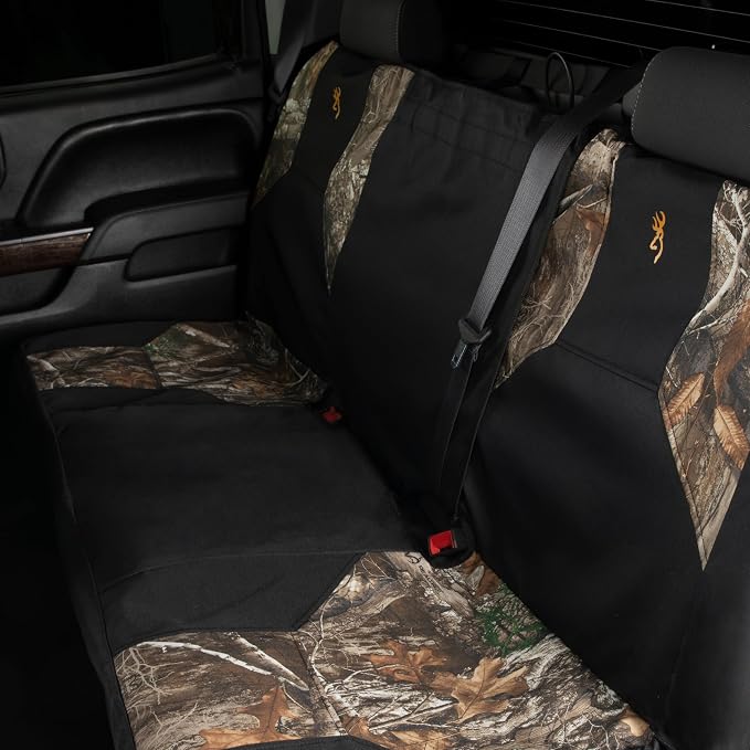 Browning Universal Bench Seat Covers, Water and Dirt Resistant Car, Truck, and SUV Bench Seat Covers, Excursion (Realtree Edge)