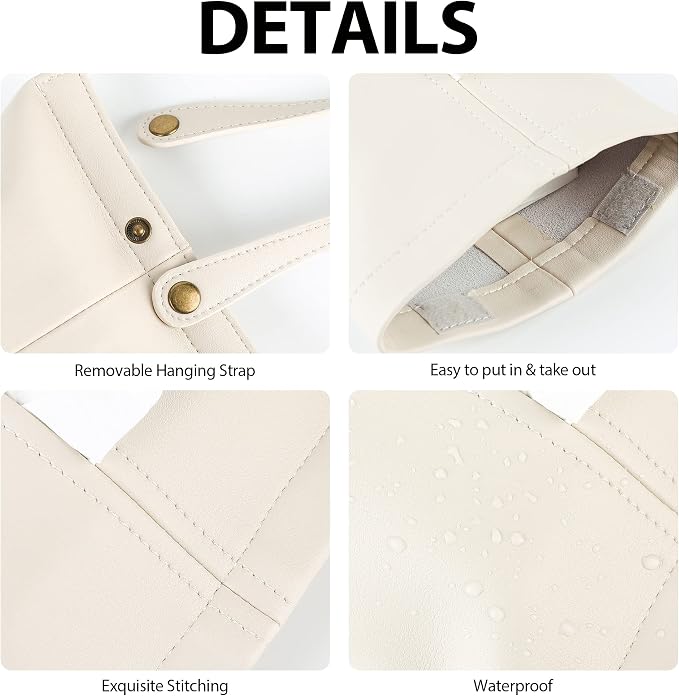 KINIVA Car Tissue Holder Sun Visor Napkin Tissue Box Holder for Car Visor Leather Tissue Holder DOX Dispenser for Car Bathroom (15 White)