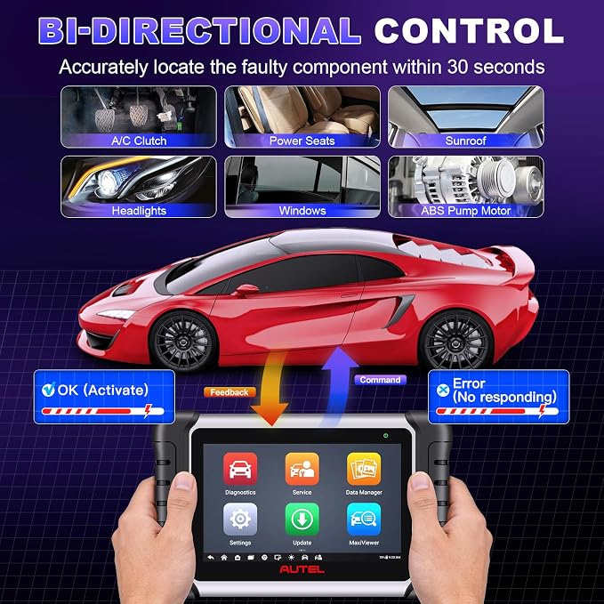 Autel Obd2 Scanner Diagnostic Tool MaxiCOM MK808Z: 2026 Bidirectional Scan Tool, 28+ Service, Active Tests Scanner for Car, All System OBD2 Diagnostics Car Scanner for DIY, Mechanic and Small Shops
