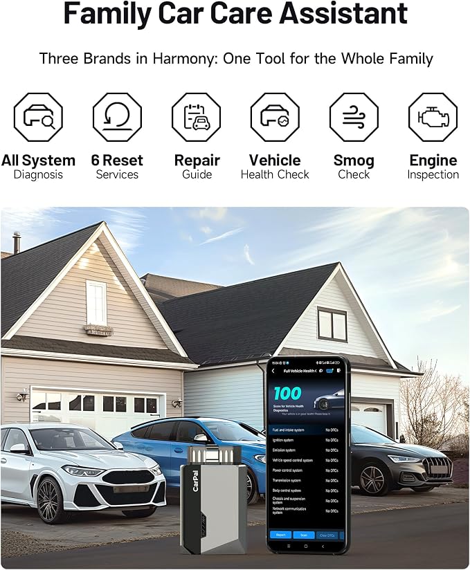 TOPDON Carpal-US OBD2 Code Reader Bluetooth, All System OBD2 Scanner for iOS & Android, Vehicle Health Check, 6 Maintenance Services, Smog Check, Repair Guide, 1 Year Free Update