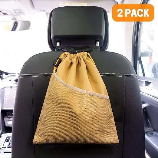 GNEGNI 2PCS Hanging Car Garbage Can - Waterproof Leakproof Trash Bag | Car Trash Can with Durable Leakproof Lining, Keeps Vehicle Clean and Neat