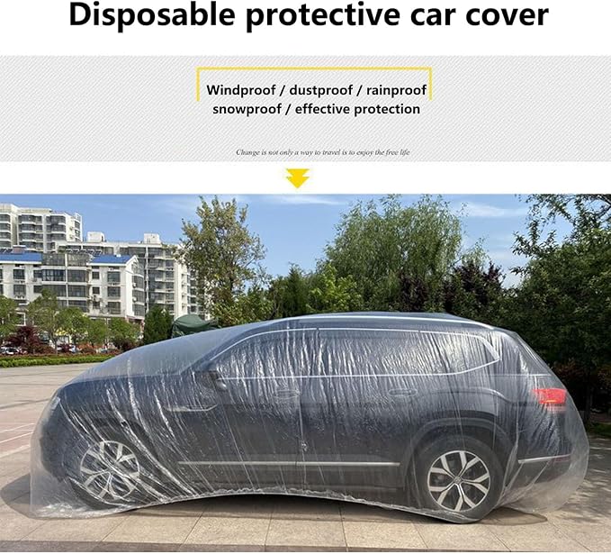 Waterproof Universal Rain Dust Garage Cover with Elastic Band for SUV Sedan Cars, Covers for Outdoor Snow/Rain Weather Protection，Individually packaged, super convenient(Membrane size：12.5ft x 21.7ft)