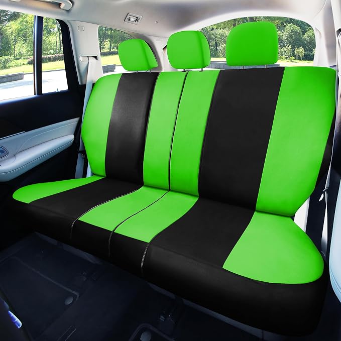 FH Group Car Seat Cover Light Breezy Green Seat Cover Flat Foam Padding Cloth Full Set Automotive Seat Covers, Airbag Compatible & Split Rear Universal Fit Interior Accessories for Cars Trucks and SUV