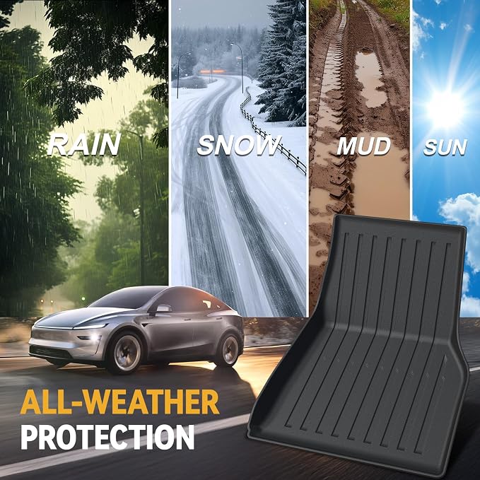 Floor Mats for 2026 2025 Tesla Model Y Juniper (Not fit Standard), Full Coverage All Weather Floor Mat Cargo Liner Trunk Mat Frunk Backrest Mats Accessories
