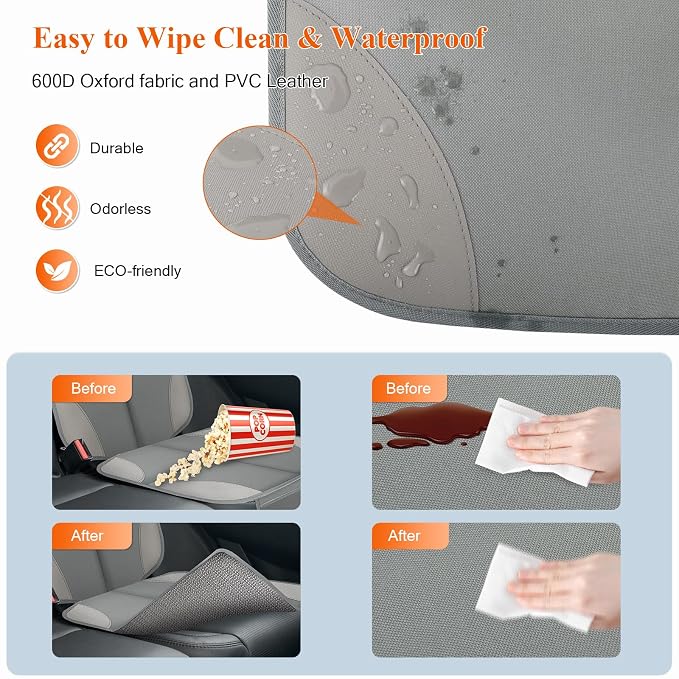 Car Seat Protector for Child Car Seat, Waterproof Durable 600D Fabric Car Seat Cover with Thickest Padding, Seat Protector Under Baby Car Seat with Non-Slip Backing Mesh Pockets for Baby and Pet
