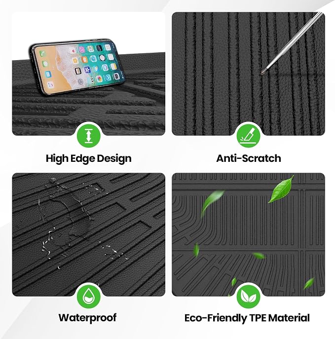 Traverse Cargo mat - Trunk Mat for Chevy Traverse 2009-2017, All Weather Trunk Mat & Backrest Mat for Traverse Accessories, Heavy Duty Rubber Mats, Car Accessories